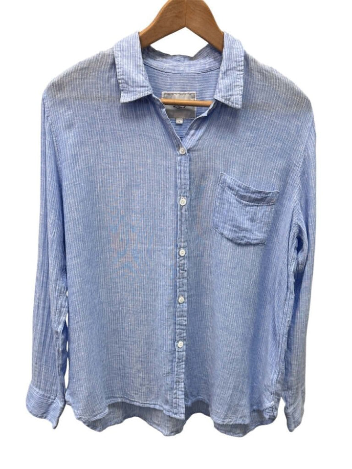 Rails Linen Blend Striped Button Front Top - Size Large