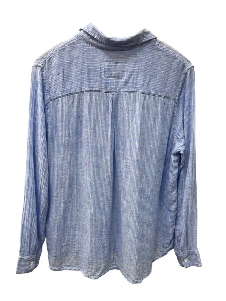 Rails Linen Blend Striped Button Front Top - Size Large