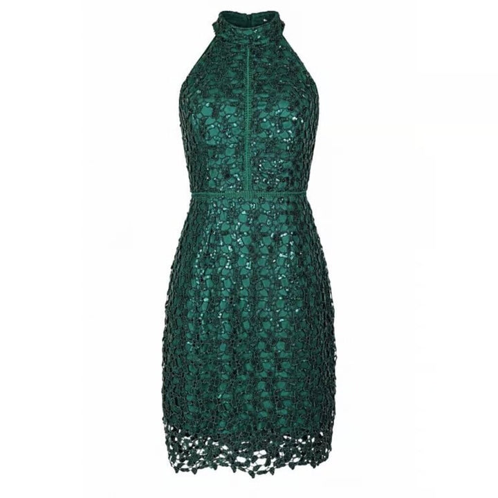 Boston Proper Green Sequin Lace Halter Dress - Size 10