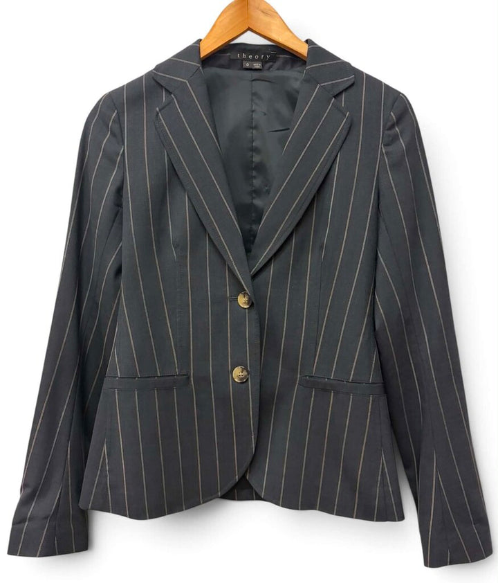 Theory Striped Slim-Fit Blazer - Size 0