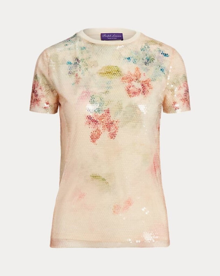 Ralph Lauren Embellished Floral Layered Tee - Size Medium (Retail $1,400)