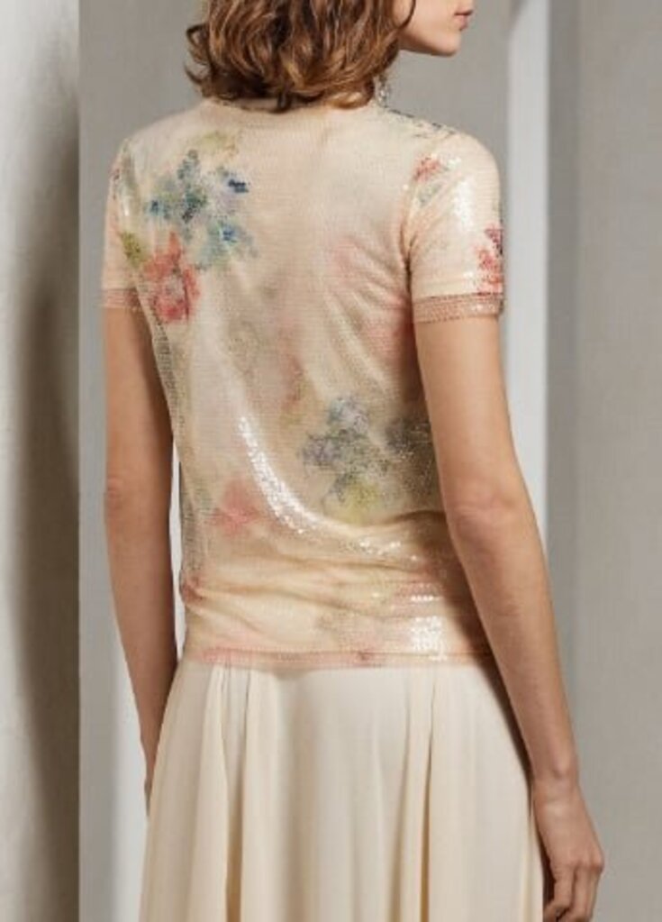 Ralph Lauren Embellished Floral Layered Tee - Size Medium (Retail $1,400)