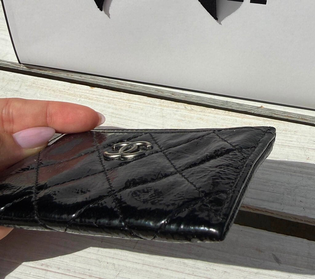 Chanel Patent Leather Quilted Card Holder