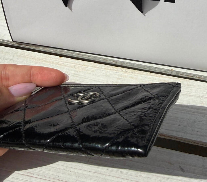 Chanel Patent Leather Quilted Card Holder