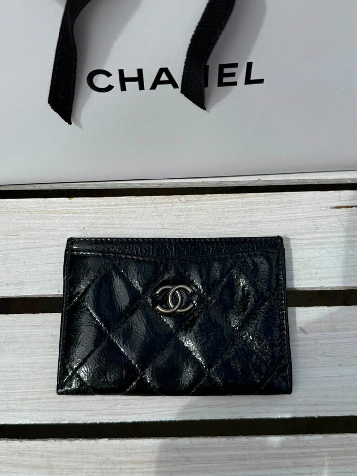 Chanel Patent Leather Quilted Card Holder