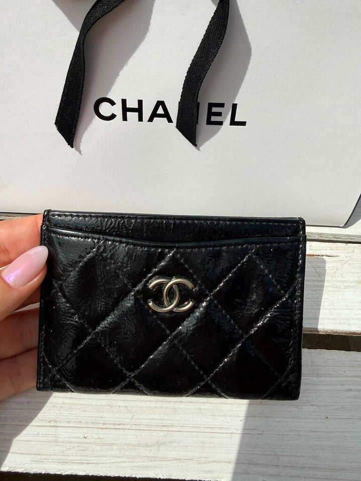 Chanel Patent Leather Quilted Card Holder