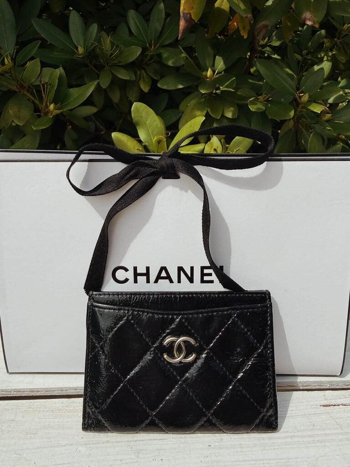 Chanel Patent Leather Quilted Card Holder