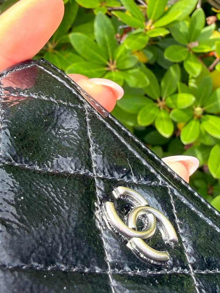 Chanel Patent Leather Quilted Card Holder