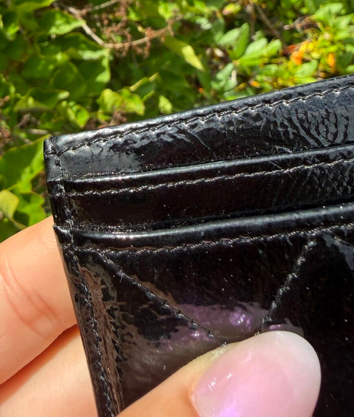 Chanel Patent Leather Quilted Card Holder