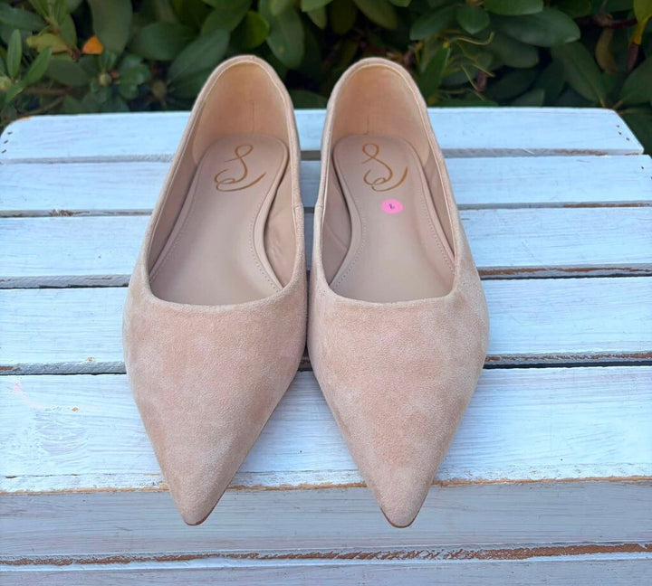 Sam Edelman Wanda Pointed Toe Flats In Cappuccino Suede - Size 8 (Retails For $100)
