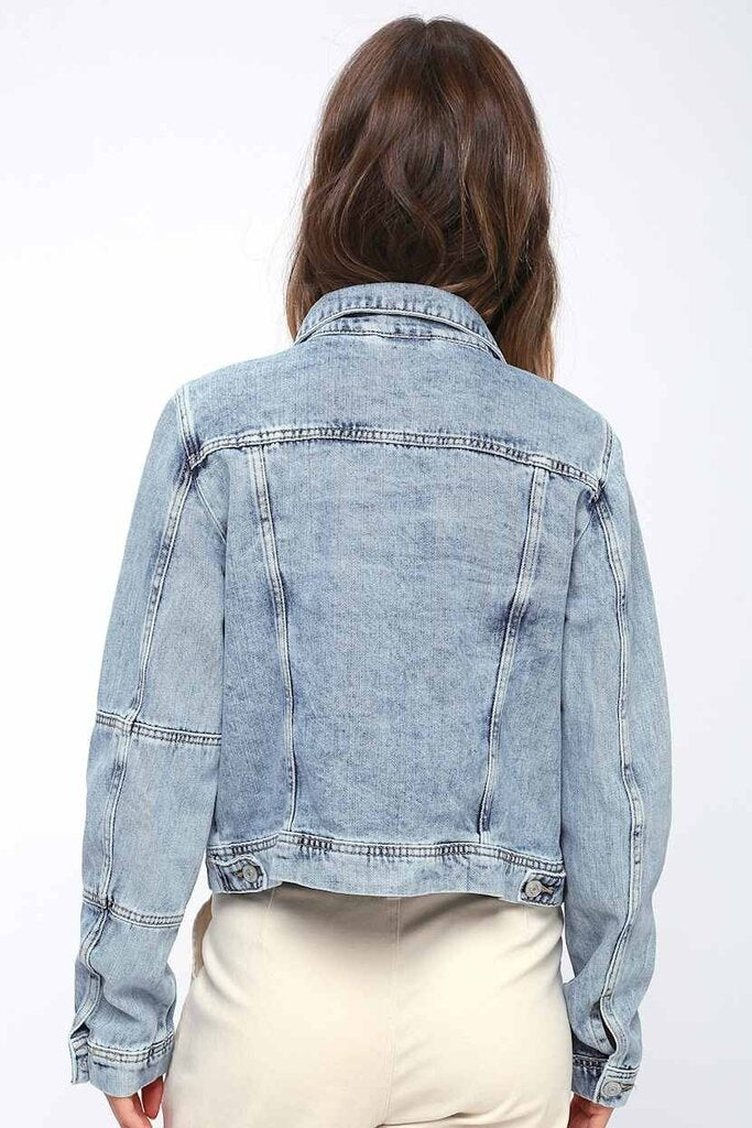 Free People Rumors Light Wash Demin Jacket - Size Small
