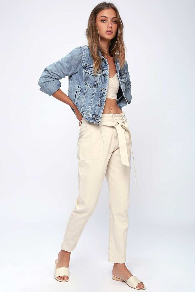 Free People Rumors Light Wash Demin Jacket - Size Small