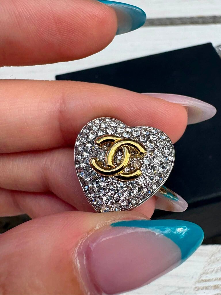 Chanel CC Heart Stud Earrings