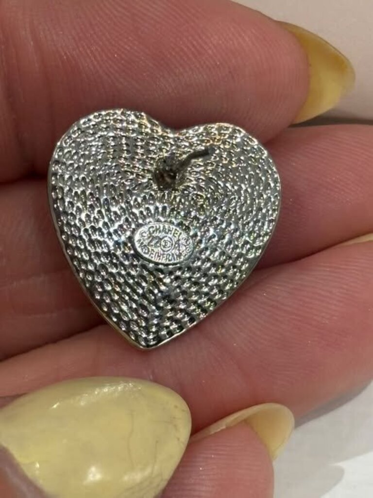 Chanel CC Heart Stud Earrings