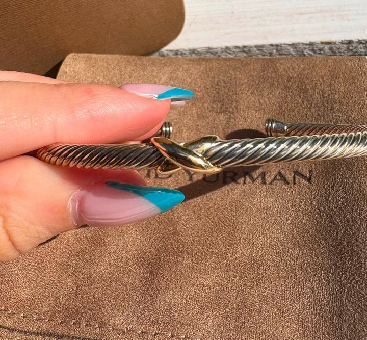 David Yurman X Classic Cable Station Bracelet - Size XL (Retails for $675)