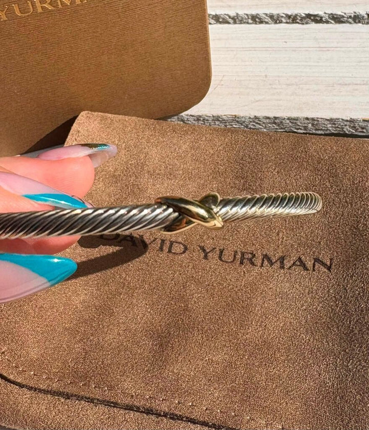 David Yurman X Classic Cable Station Bracelet - Size XL (Retails for $675)