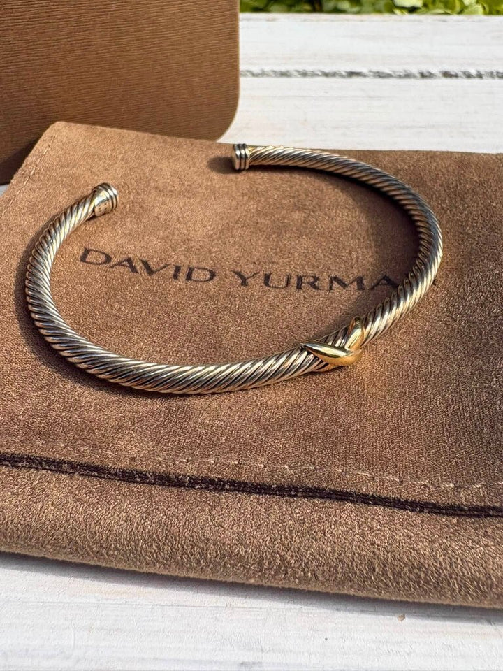 David Yurman X Classic Cable Station Bracelet - Size XL (Retails for $675)