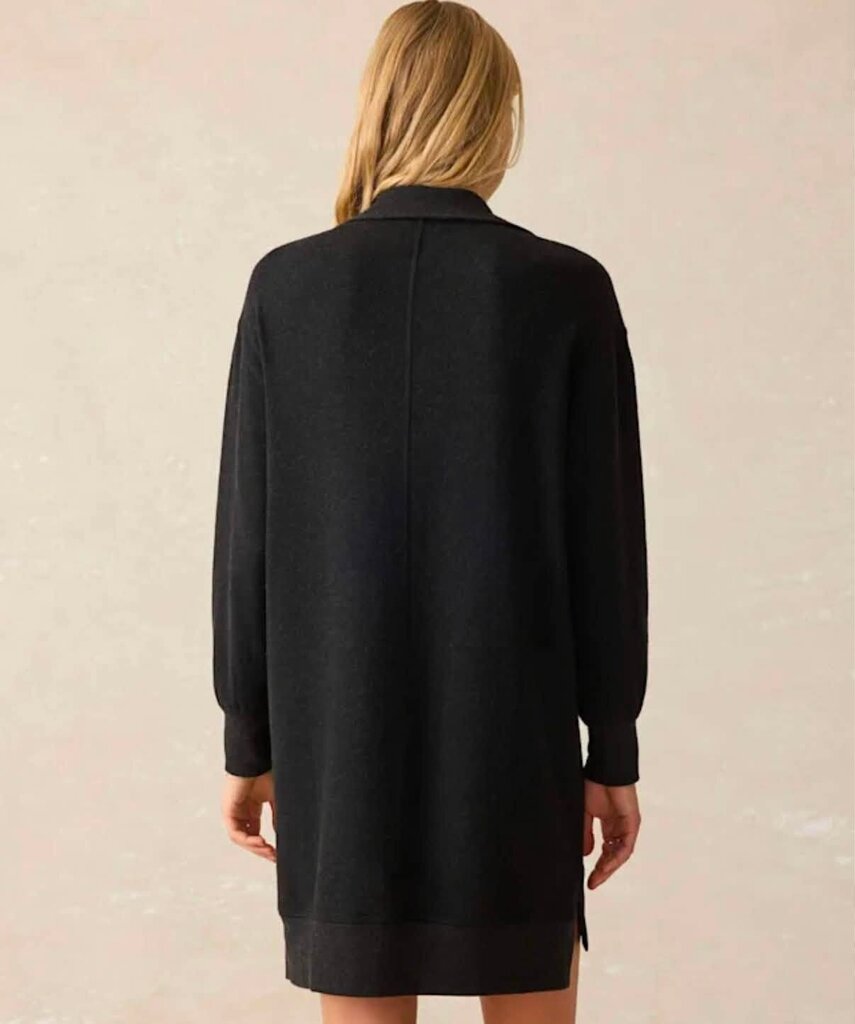 Faherty Legend Quarter Zip In Heathered Black Twill Dress - Size Small (Retails For $188)