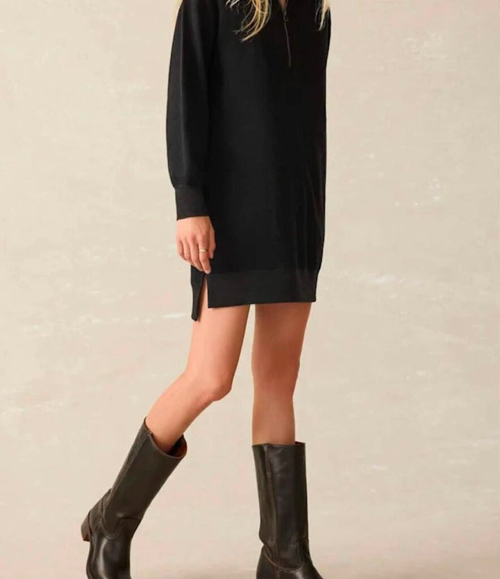 Faherty Legend Quarter Zip In Heathered Black Twill Dress - Size Small (Retails For $188)