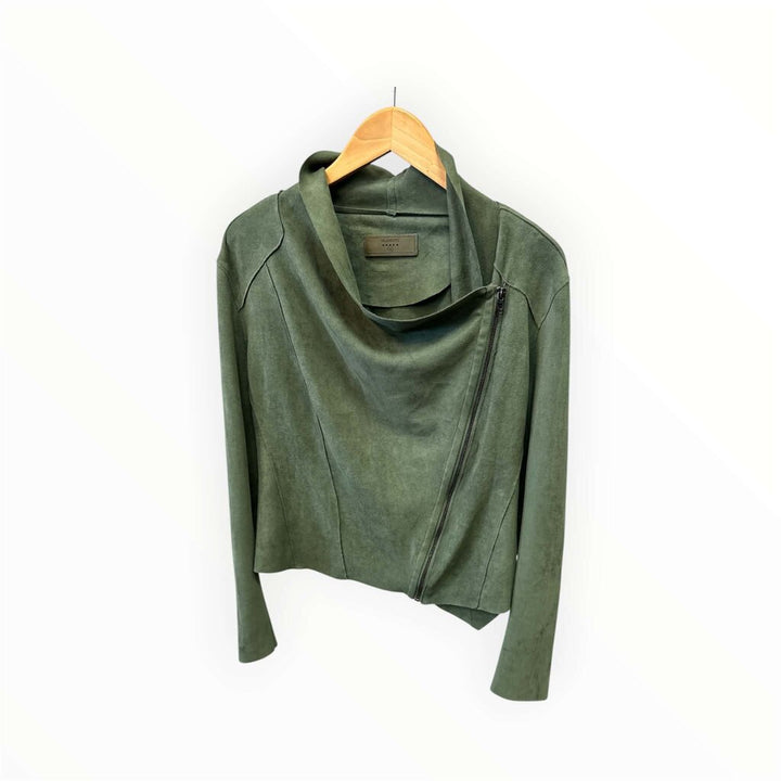 Blank NYC Sunny Days Faux Suede Asymmetrical Jacket - Size Medium