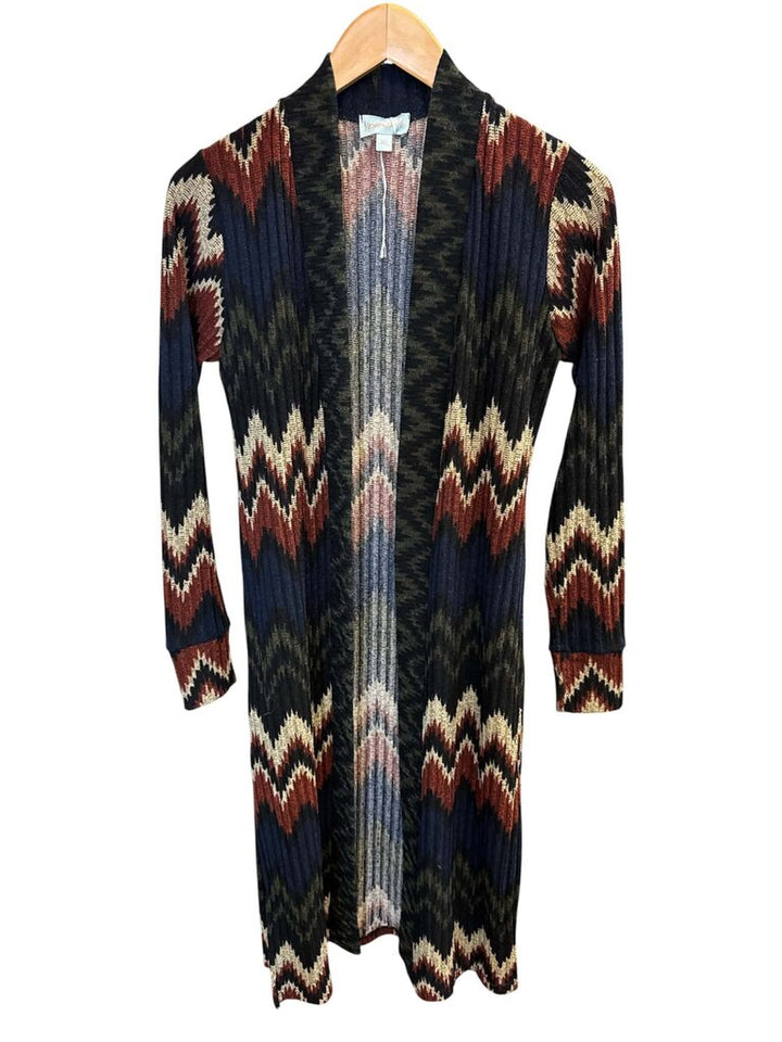 Veronica M Chevron Cardigan Duster Sweater - Size XS