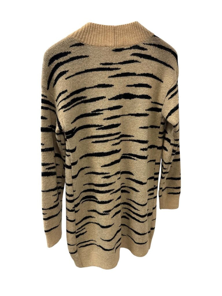 BB Dakota Tiger Stripe Print Open Front Cardigan Duster - Size Small