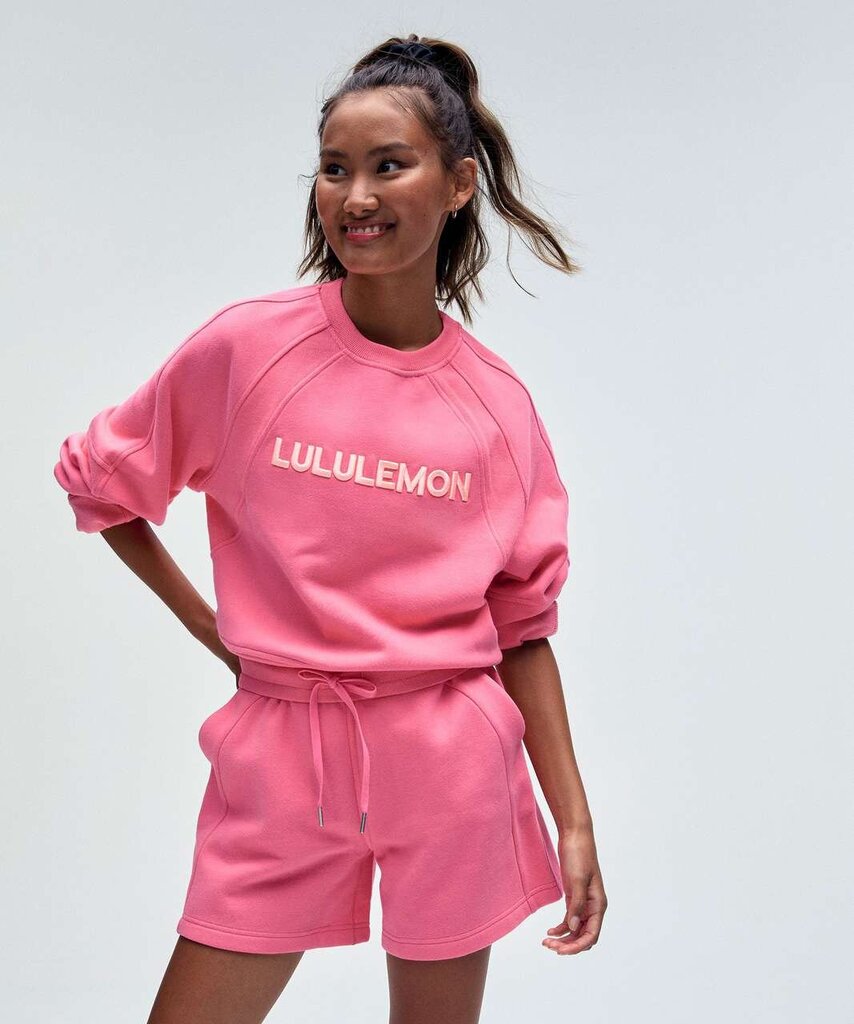 Lululemon Scuba Oversized Wordmark Pullover in Sakura Pink - Size Medium