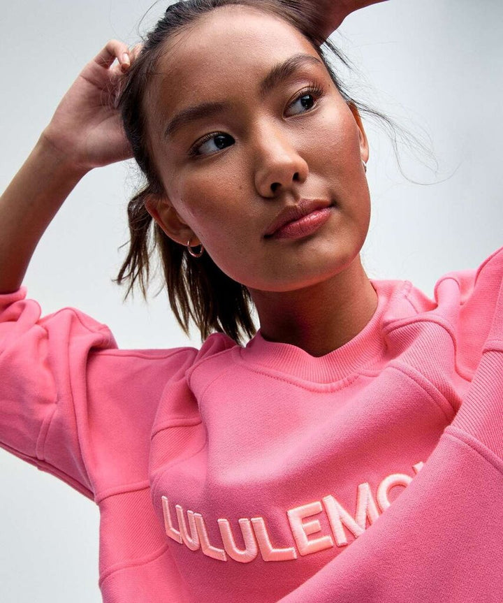 Lululemon Scuba Oversized Wordmark Pullover in Sakura Pink - Size Medium