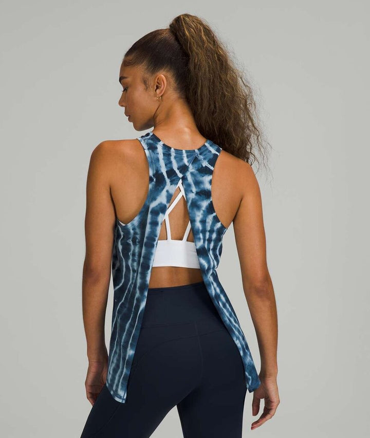 Lululemon All Tied Up Tank Top in Shibori Square Ocean Air True Navy - Size Small