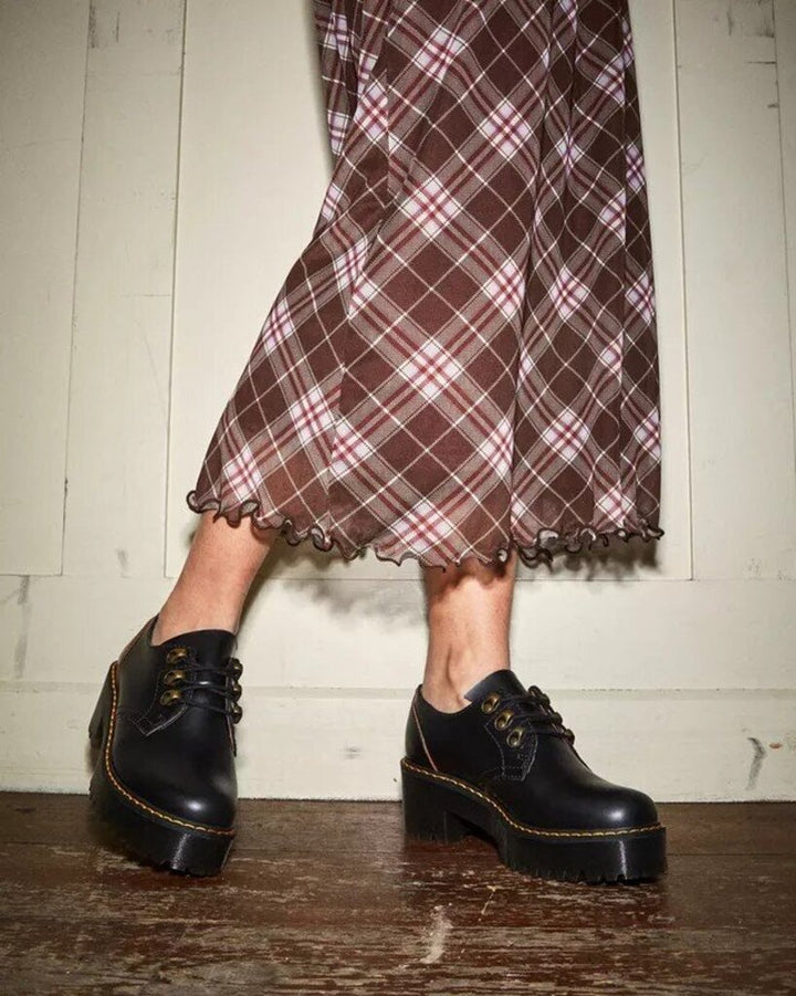 Doc Martens Leona Low Lug Sole Platform Derby - Size 8