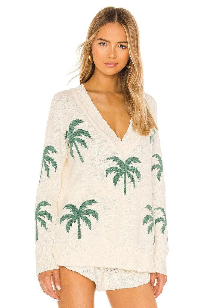 Show Me Your Mumu Gilligan Sweater in Palm Tree Knit - Size XS (Retails for $18)