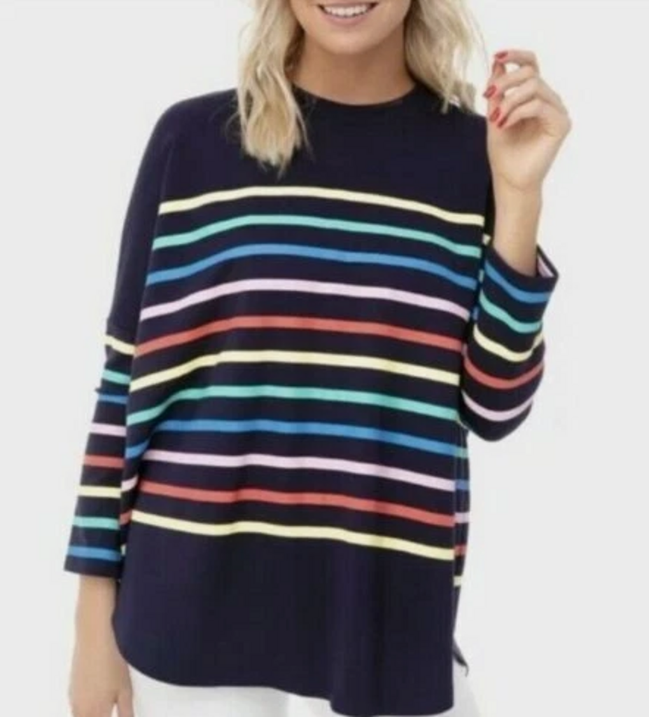 Pomander Place Multi Striped Evie Swing Sweatshirt - OS