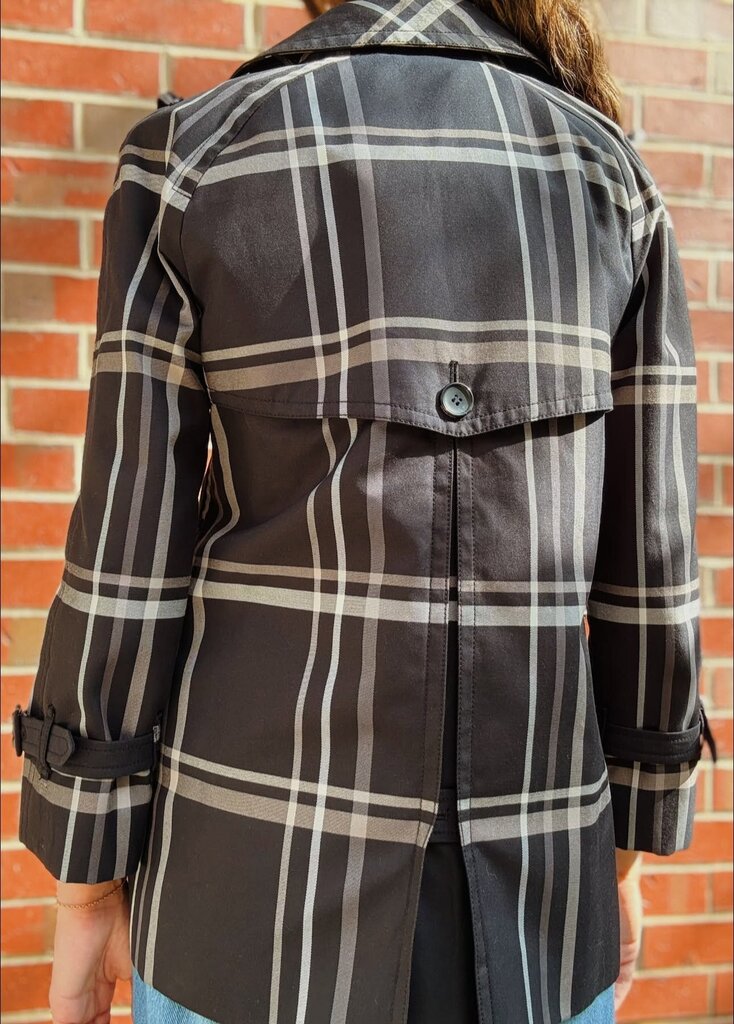 Coach Tattersall Plaid Short Double Breasted Trench Coat - Size Small