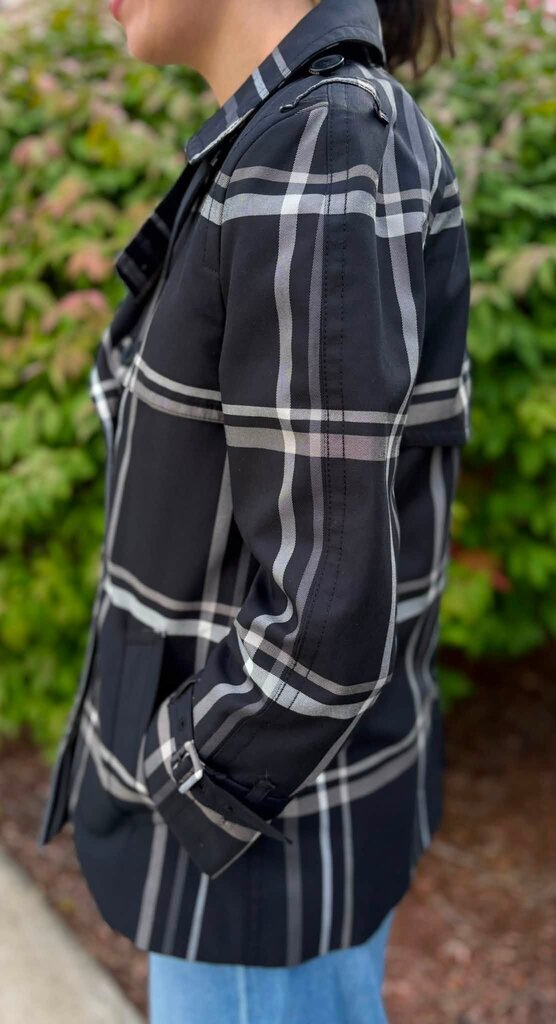 Coach Tattersall Plaid Short Double Breasted Trench Coat - Size Small