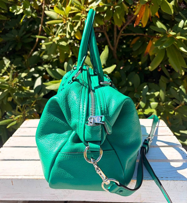 Coach Rivet Central Enamel Studded Satchel