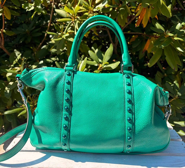 Coach Rivet Central Enamel Studded Satchel