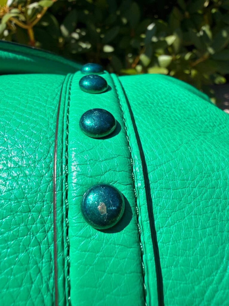 Coach Rivet Central Enamel Studded Satchel
