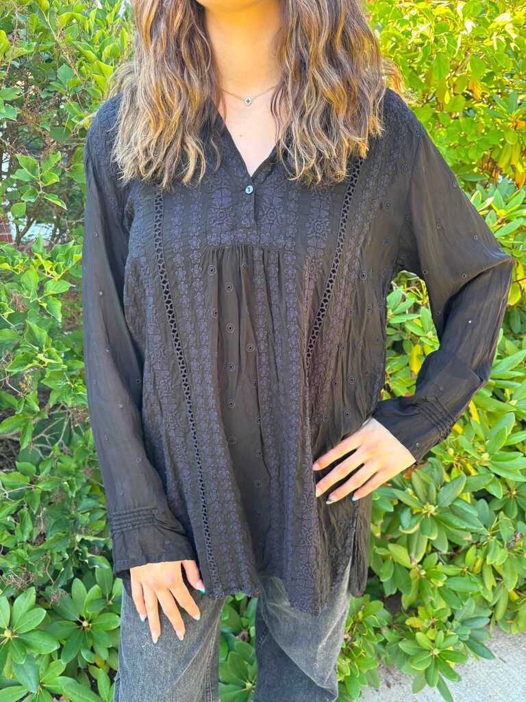 Johnny Was Eyelet Embroidered Blouse- Size Large