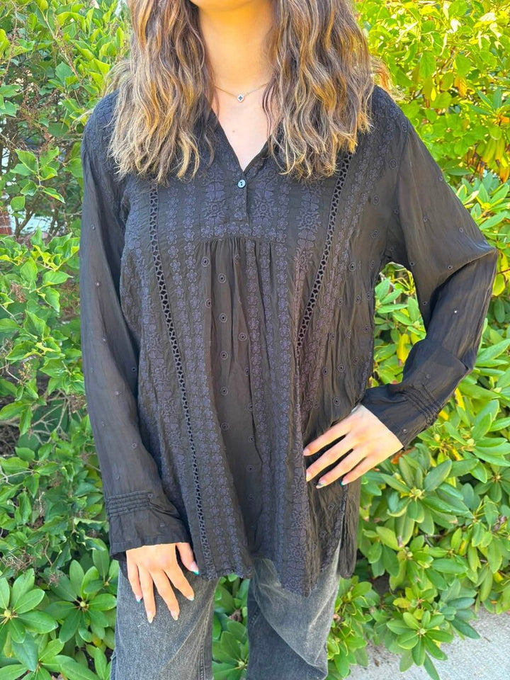 Johnny Was Eyelet Embroidered Blouse- Size Large