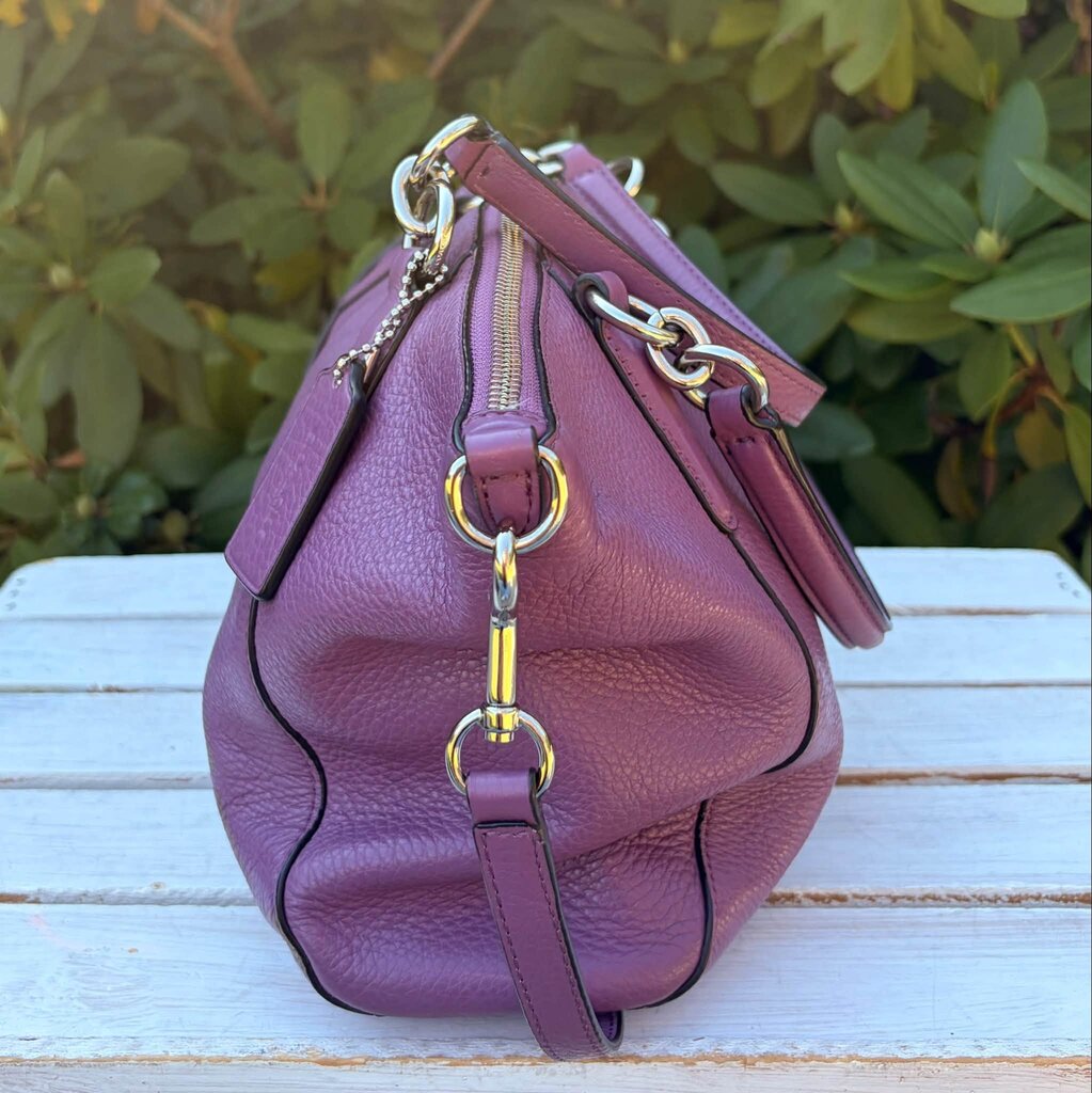 Coach Small Kelsey Satchel In Purple Pebbled Leather