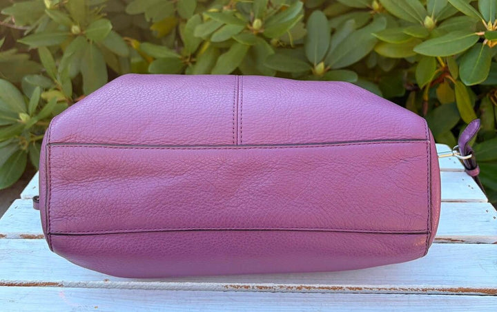 Coach Small Kelsey Satchel In Purple Pebbled Leather