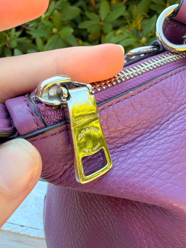 Coach Small Kelsey Satchel In Purple Pebbled Leather