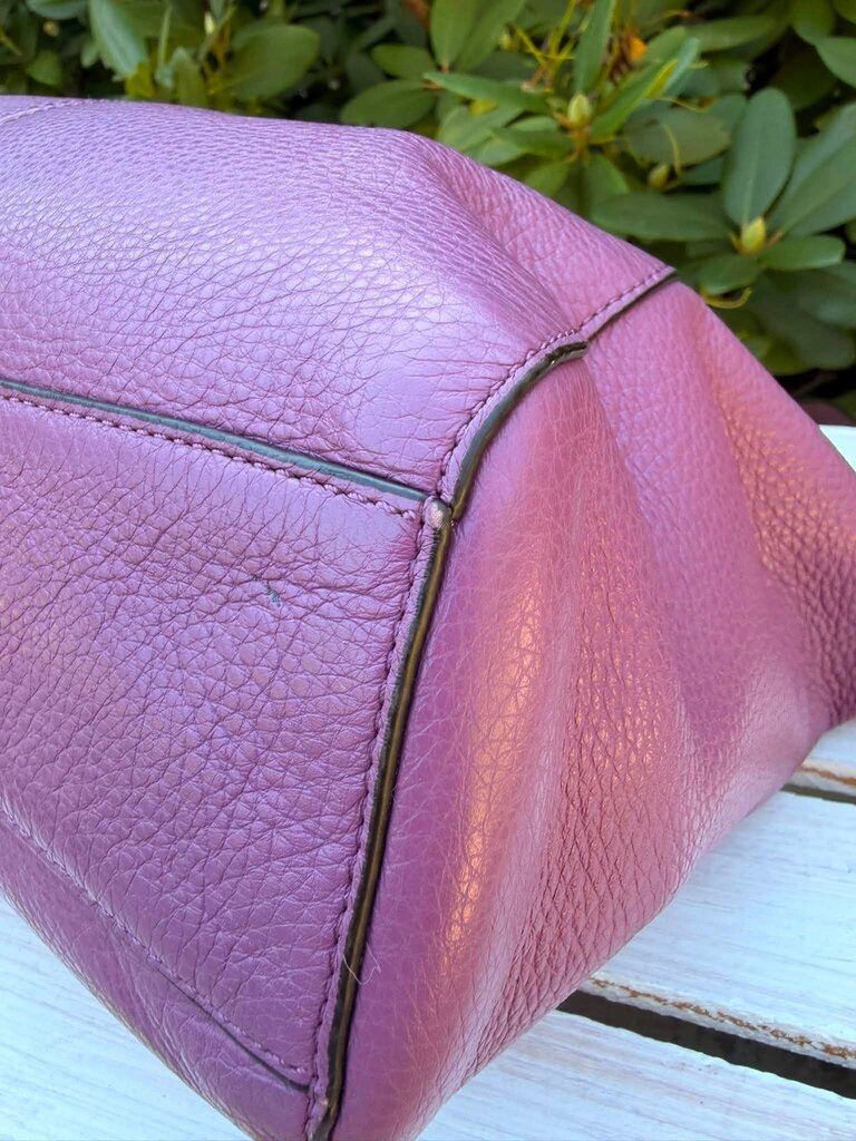 Coach Small Kelsey Satchel In Purple Pebbled Leather