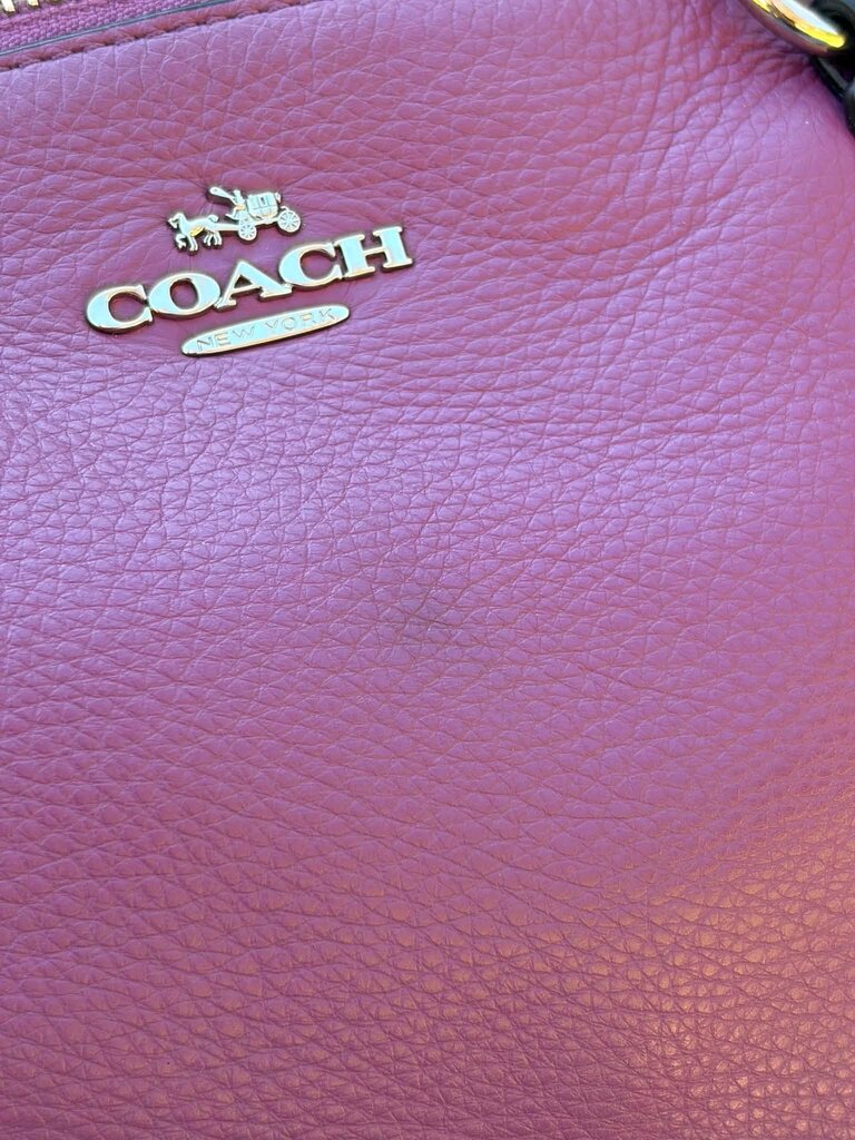 Coach Small Kelsey Satchel In Purple Pebbled Leather