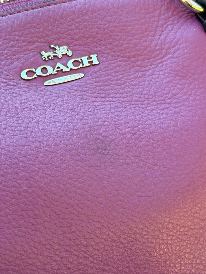 Coach Small Kelsey Satchel In Purple Pebbled Leather