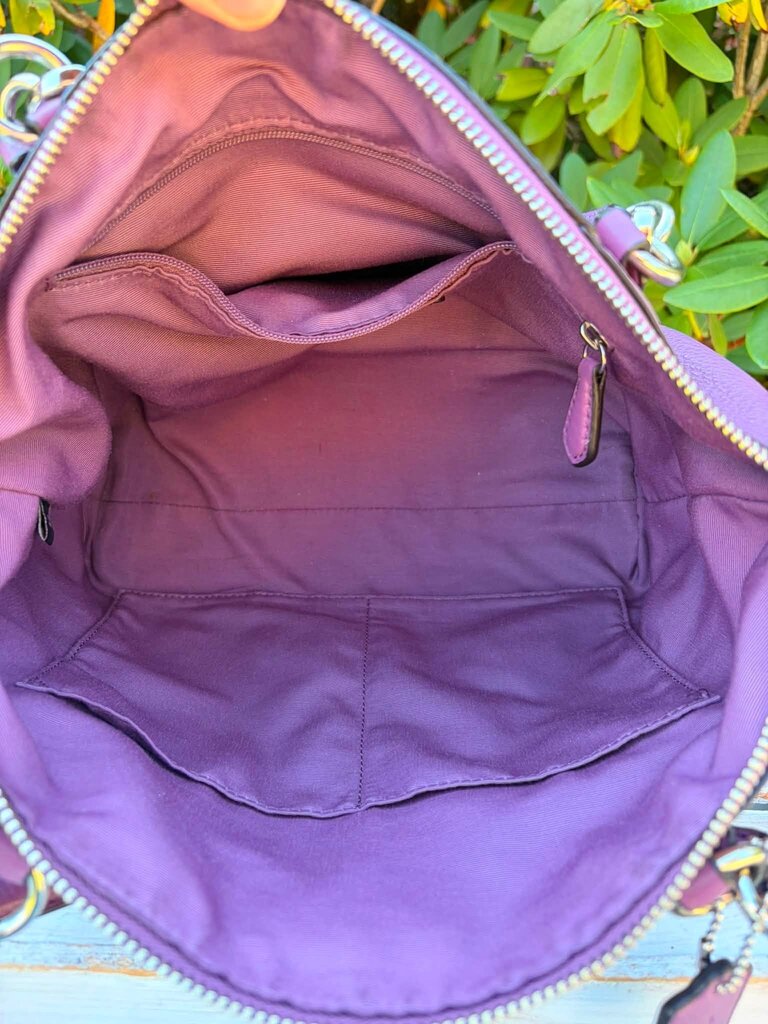 Coach Small Kelsey Satchel In Purple Pebbled Leather