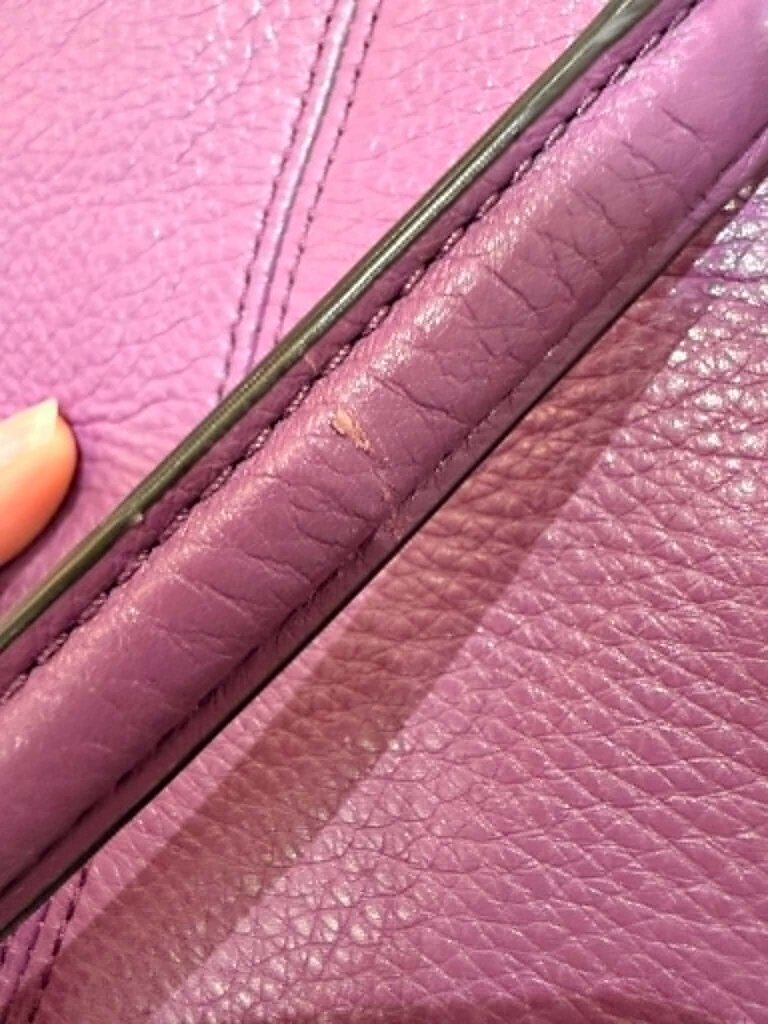 Coach Small Kelsey Satchel In Purple Pebbled Leather