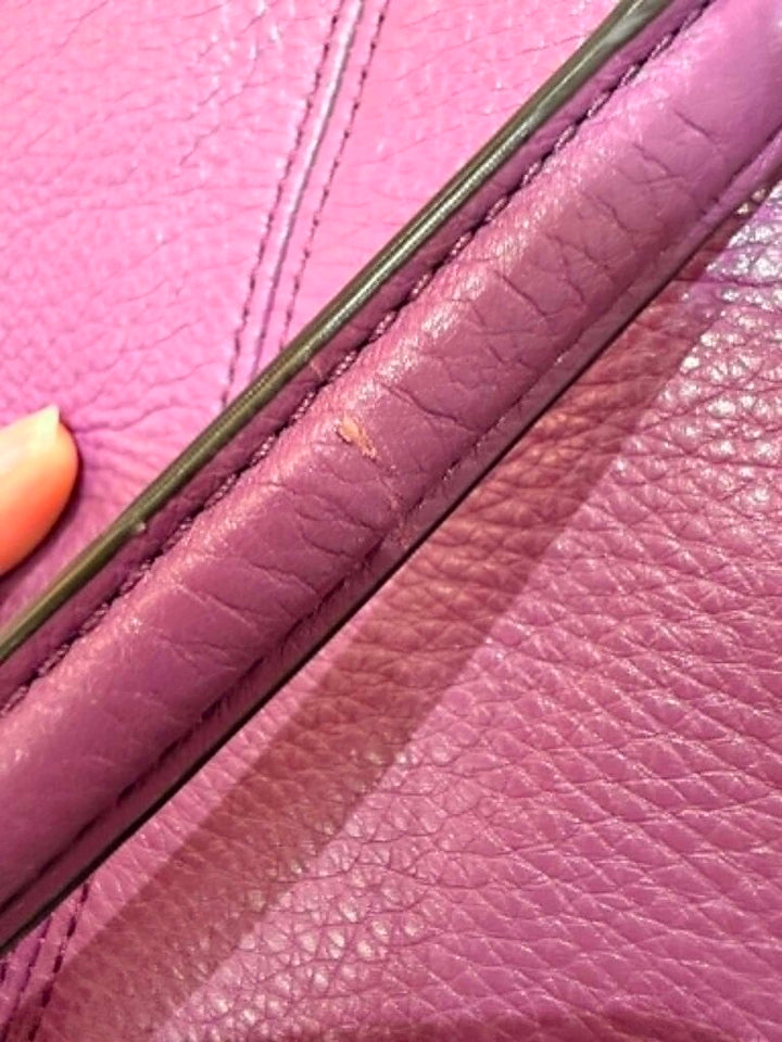 Coach Small Kelsey Satchel In Purple Pebbled Leather