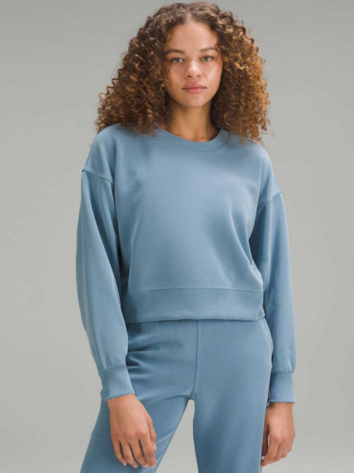 Lululemon Softstreme Perfectly Oversized Cropped Crew In Utility Blue - Size 8 (Retails for $118)