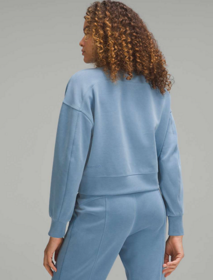 Lululemon Softstreme Perfectly Oversized Cropped Crew In Utility Blue - Size 8 (Retails for $118)